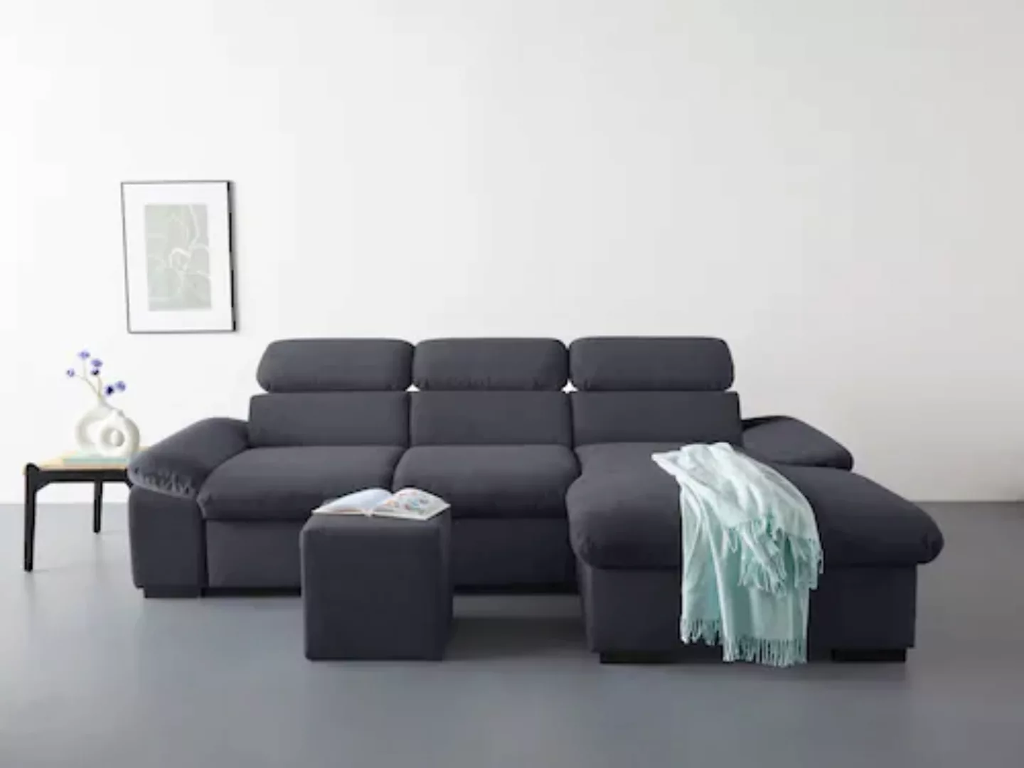 COTTA Ecksofa "Lola L-Form", (Set, mit Hocker), mit Hocker & Kopfteilfunkti günstig online kaufen