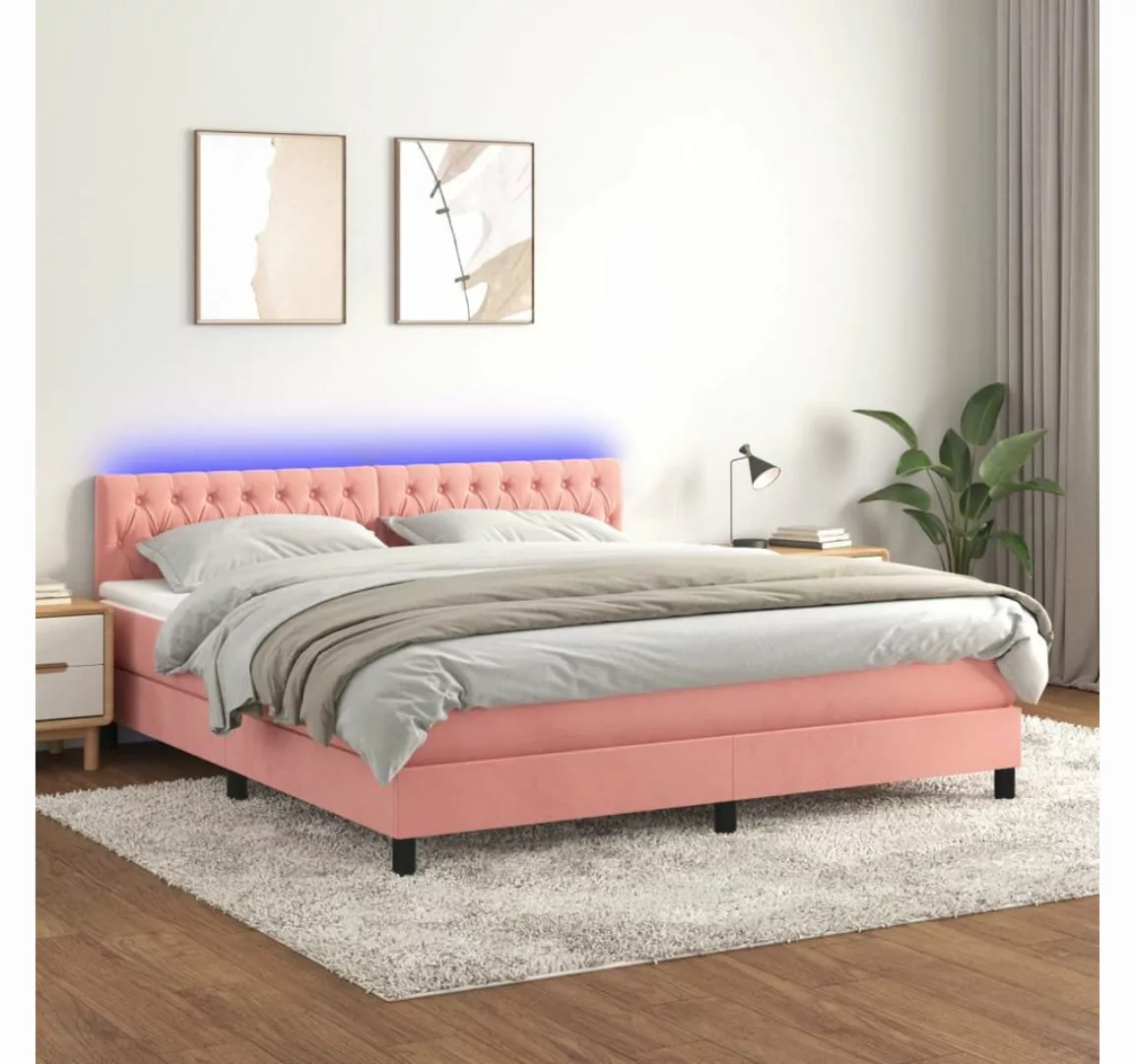 vidaXL Boxspringbett Bett Boxspringbett mit Matratze & LED Samt (180 x 200 günstig online kaufen