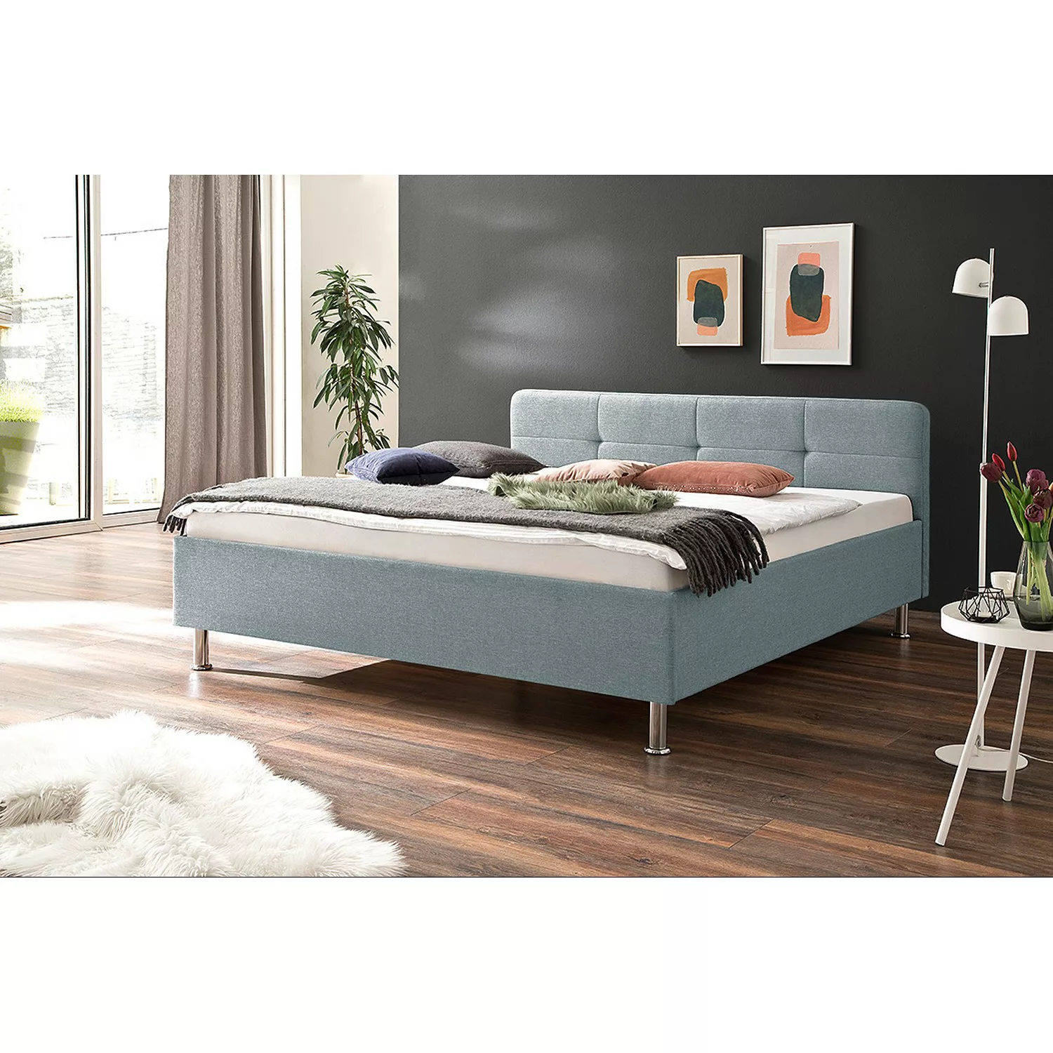 Polsterbett - grau - 186,5 cm - 209 cm - 90 cm - Betten > Bettgestelle - Mö günstig online kaufen