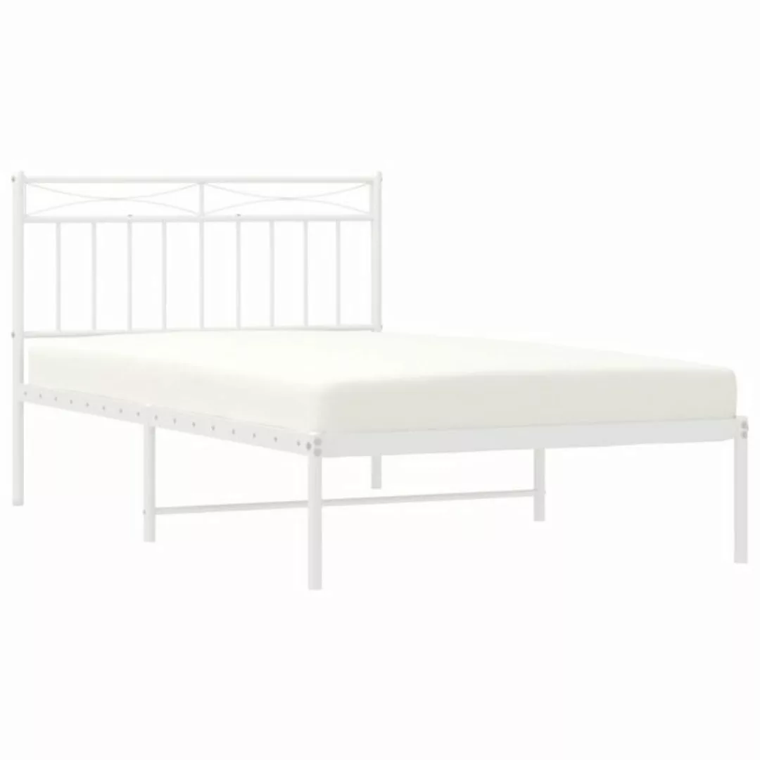 vidaXL Bett Bettgestell mit Kopfteil Metall Weiß 107x203 cm günstig online kaufen