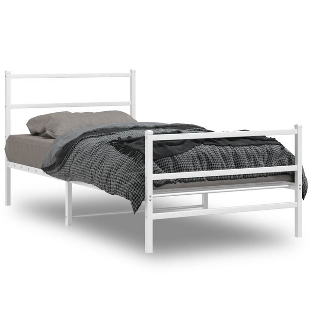 vidaXL Bettgestell, Bettrahmen mit Kopf- und Fußteil Metall Weiß 107x203 cm günstig online kaufen