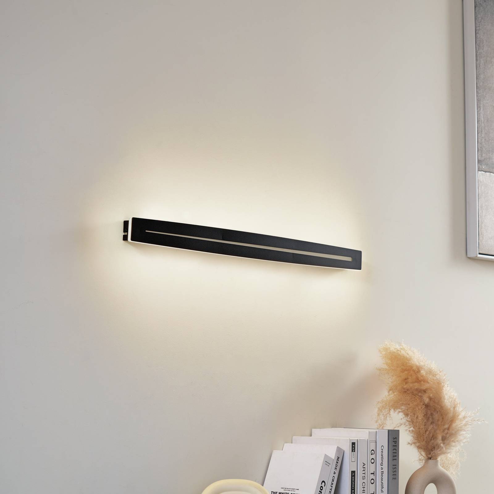 Lindby LED-Deckenleuchte Benario, schwarz, Aluminium, 80 cm günstig online kaufen