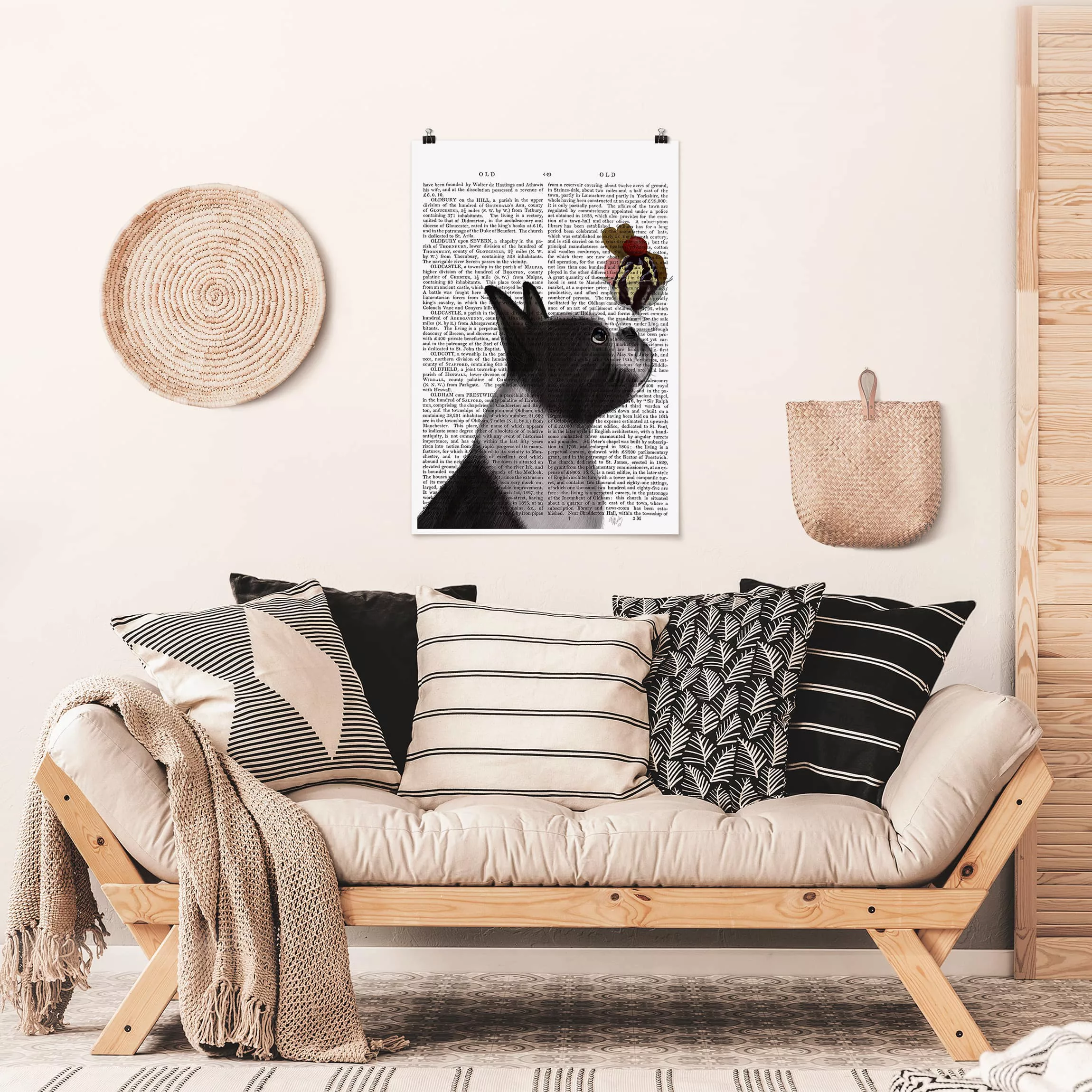 Poster Spruch - Hochformat Tierlektüre - Terrier mit Eis günstig online kaufen