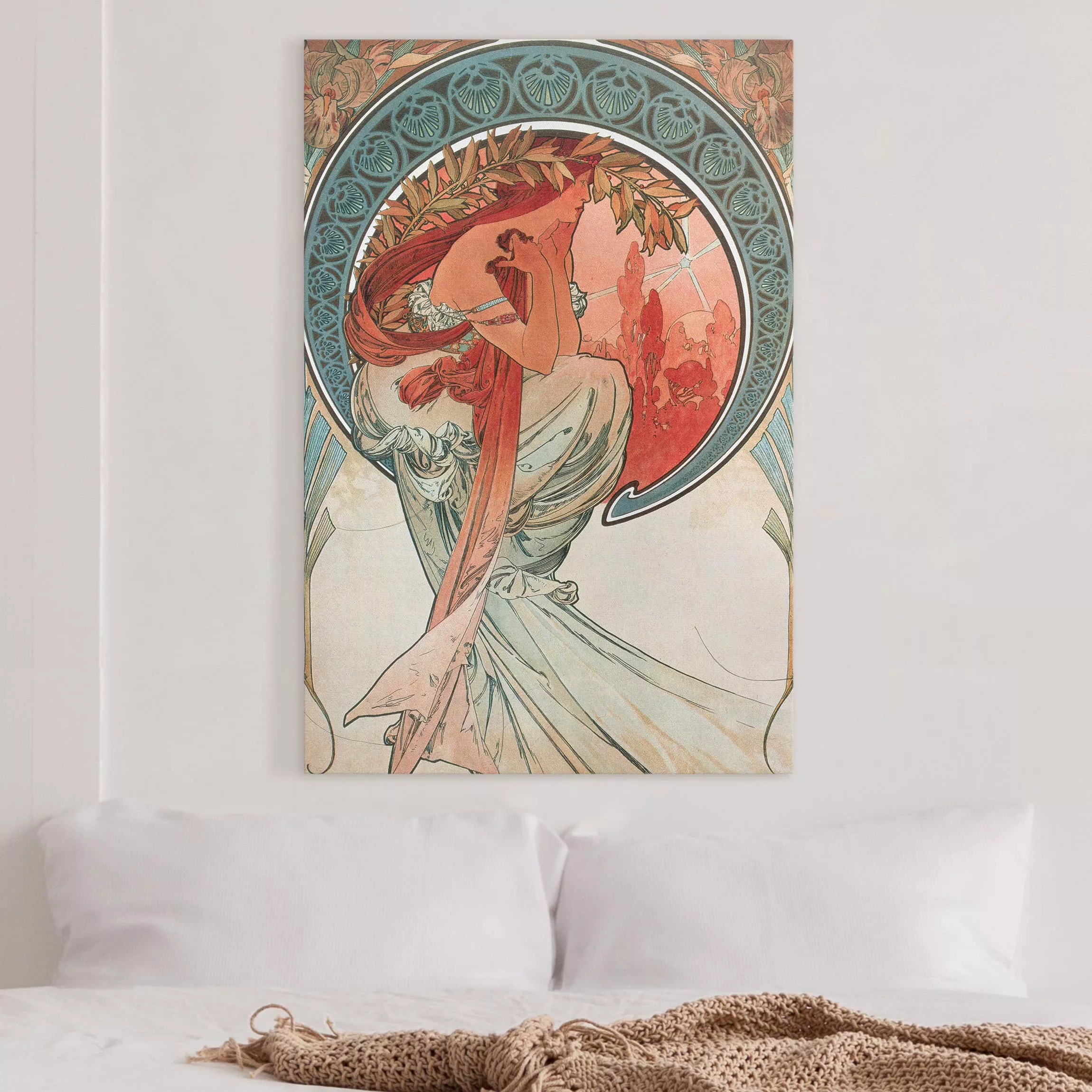 Leinwandbild Portrait - Hochformat Alfons Mucha - Vier Künste - Die Poesie günstig online kaufen