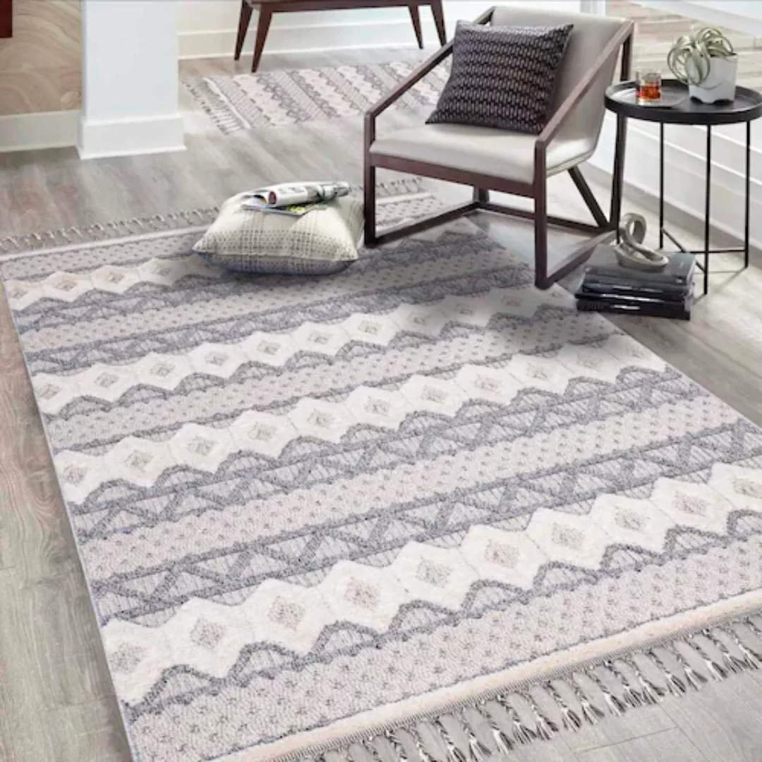 Carpet City Teppich »Valencia 728«, rechteckig, 20 mm Höhe, Boho-Stil, 3D-E günstig online kaufen