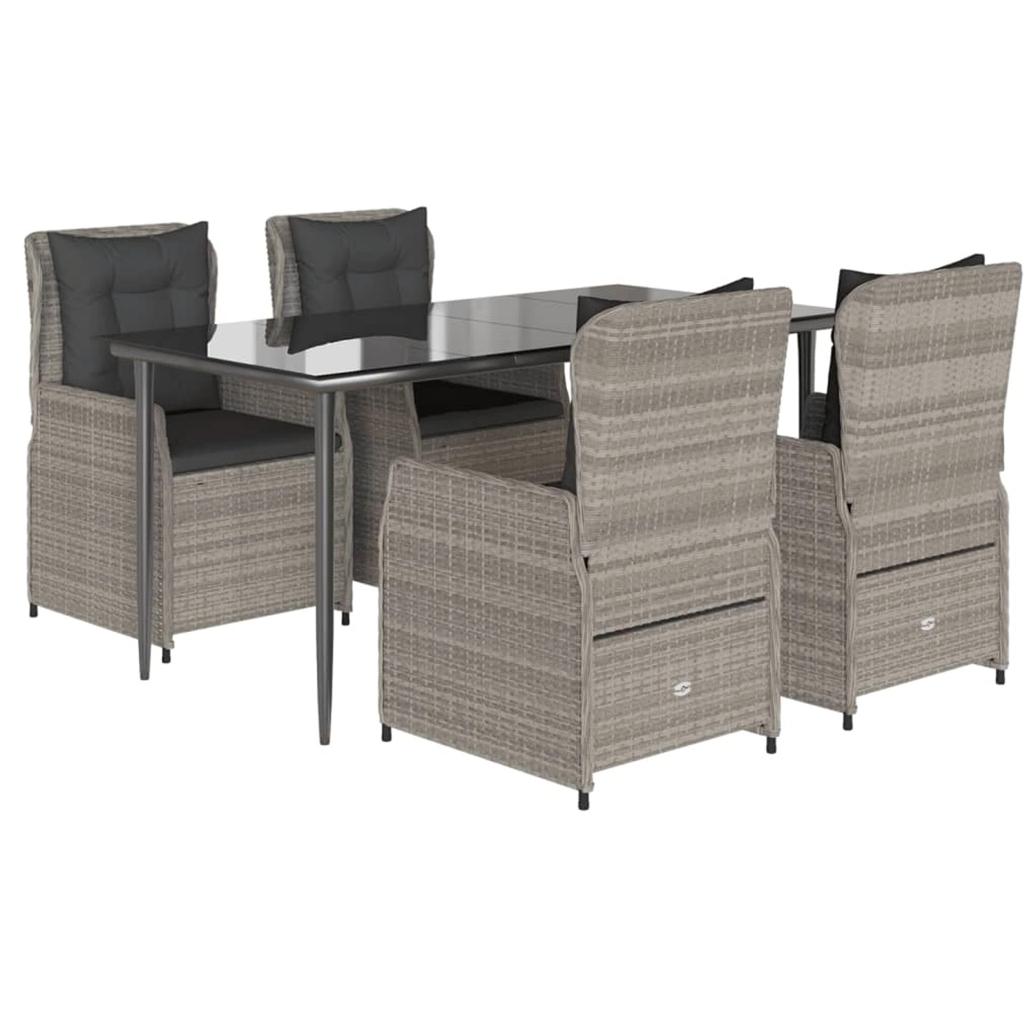 vidaXL 5-Tlg Garten-Essgruppe mit Kissen Hellgrau Poly Rattan 3262899 günstig online kaufen