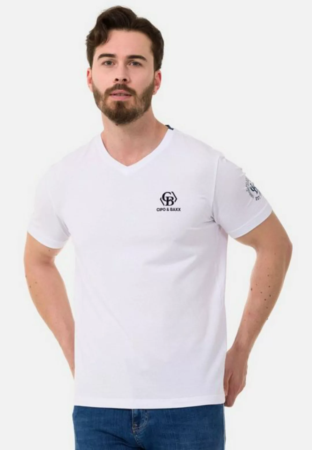 Cipo & Baxx T-Shirt mit dezenten Markenlogos günstig online kaufen