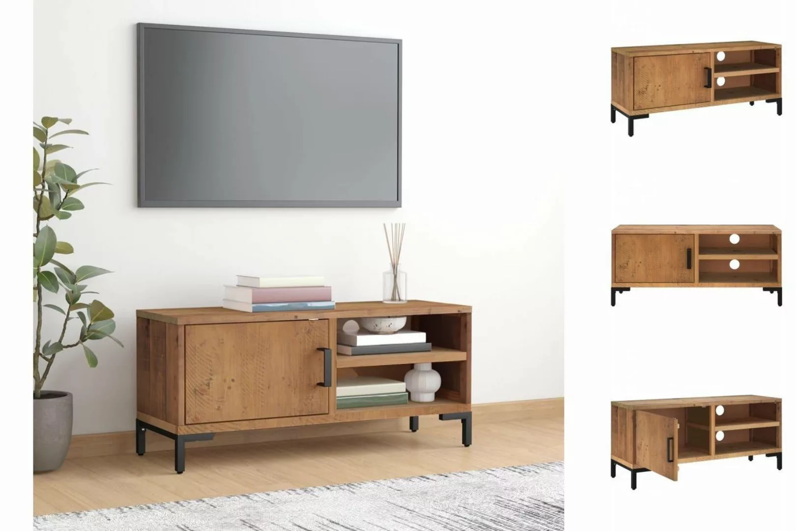 vidaXL TV-Schrank TV-Schrank Braun 90x30x40 cm Massivholz Kiefer Recycelt L günstig online kaufen