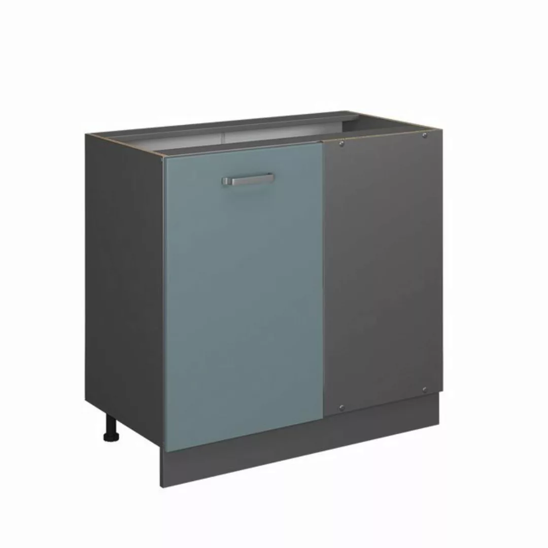 Vicco Eckunterschrank R-Line, Blau-Grau/Anthrazit, 86 cm, AP Anthrazit günstig online kaufen