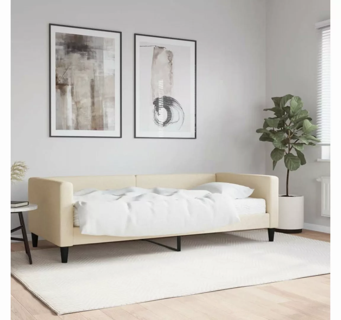 vidaXL Gästebett Gästebett Tagesbett mit Matratze Creme 90x200 cm Stoff Bet günstig online kaufen