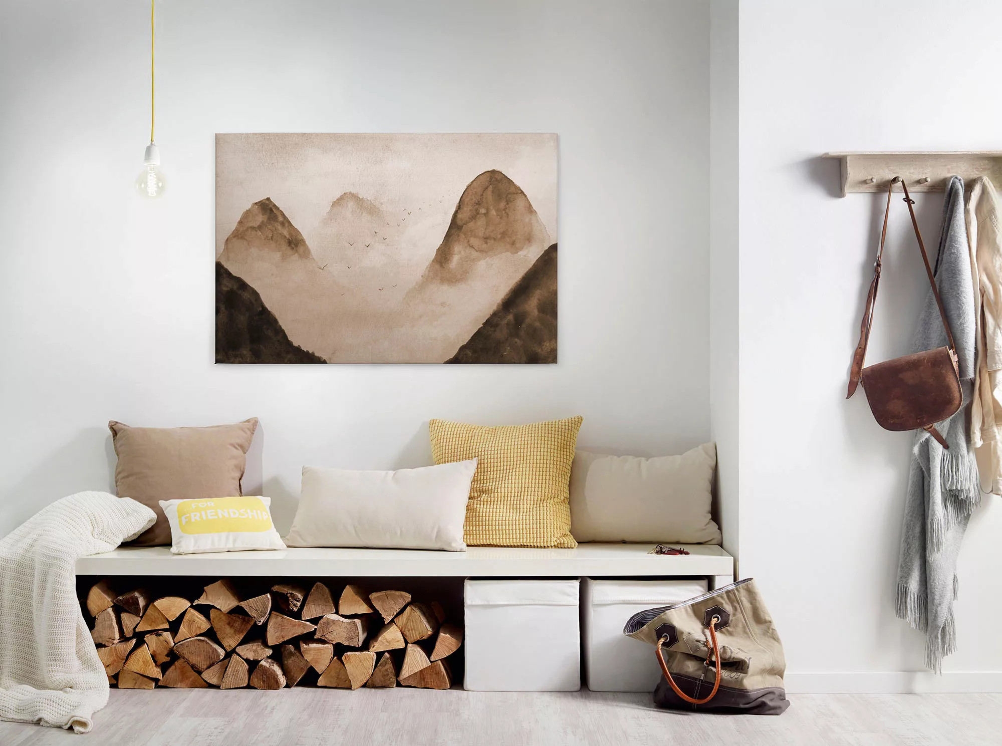 Bricoflor Berge Leinwand Im Aquarell Stil Schlaf Und Wohnzimmer Wandbild Mi günstig online kaufen