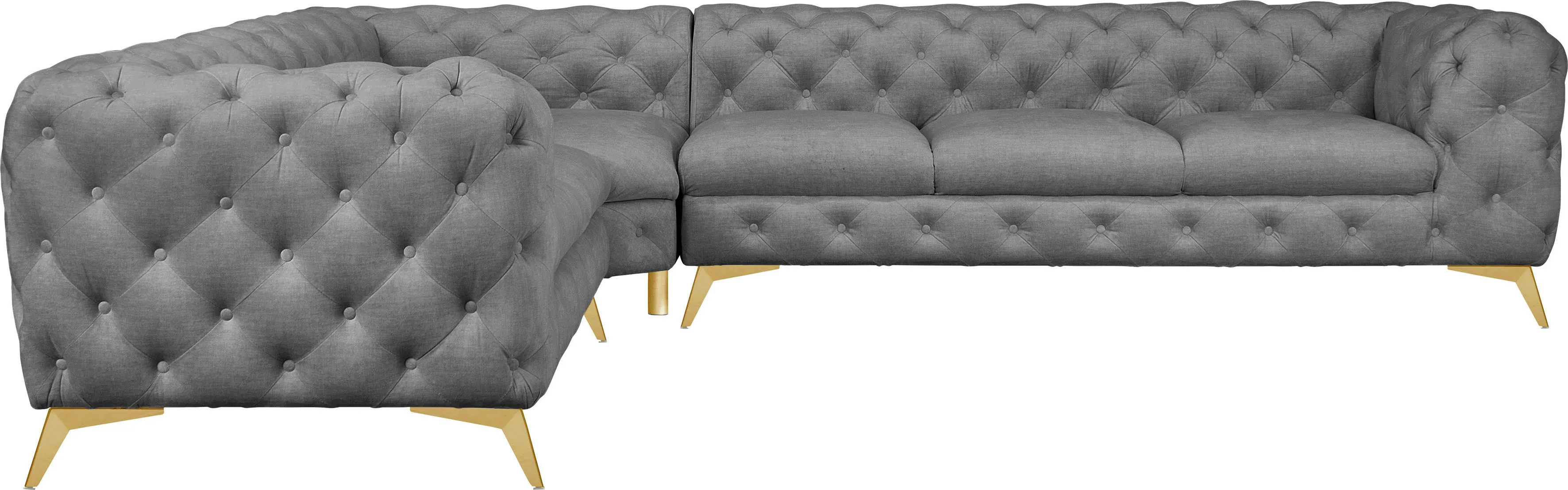 Leonique Chesterfield-Sofa "Ecksofa GLYNIS L-Form mit Wellenunterfederung, günstig online kaufen
