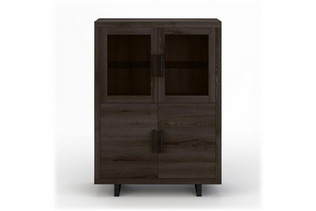 daslagerhaus living Hochschrank Vitrinenschrank Lucca Eiche H 180 cm günstig online kaufen