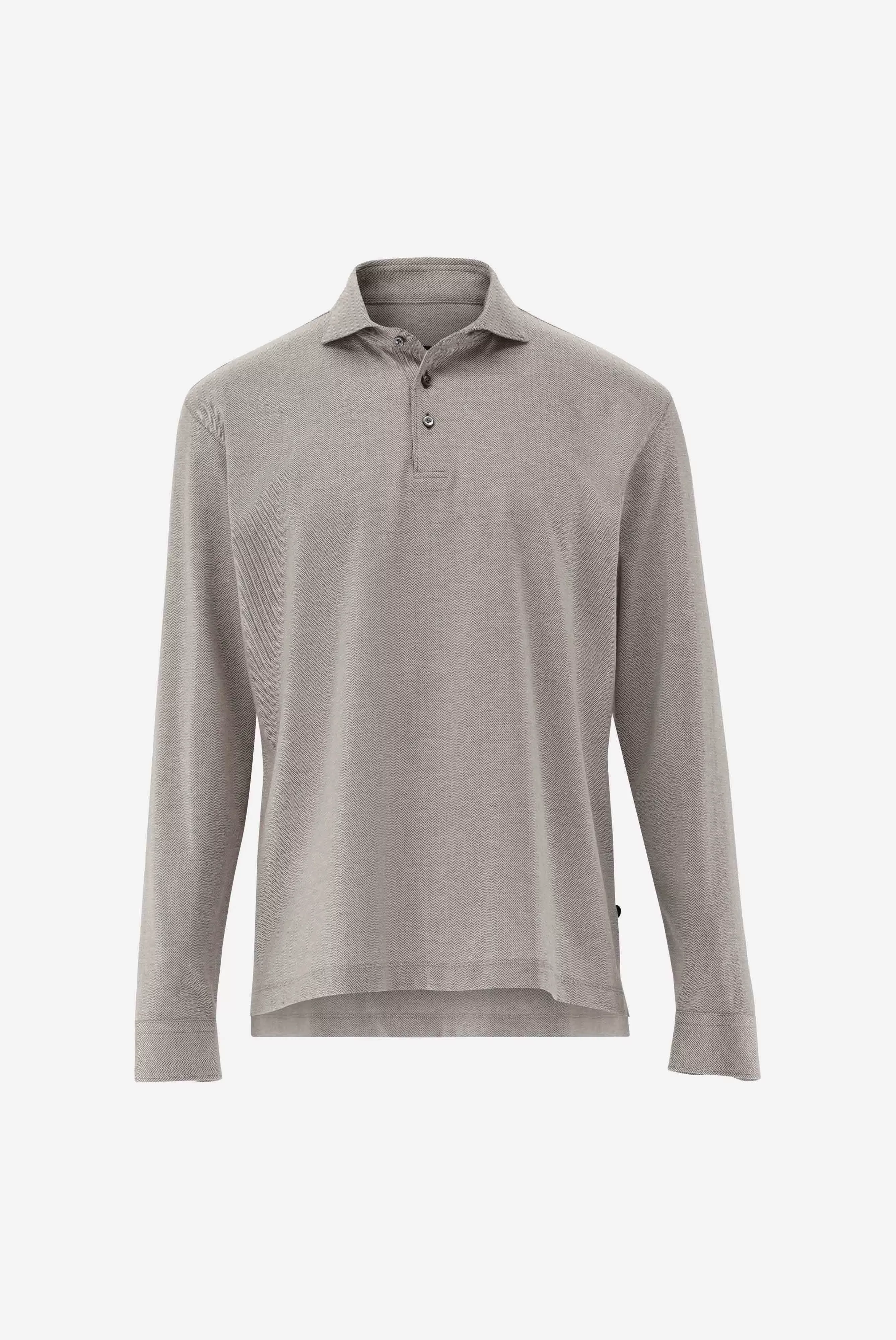 Langarm-Poloshirt aus strukturiertem Jersey mit Muster günstig online kaufen