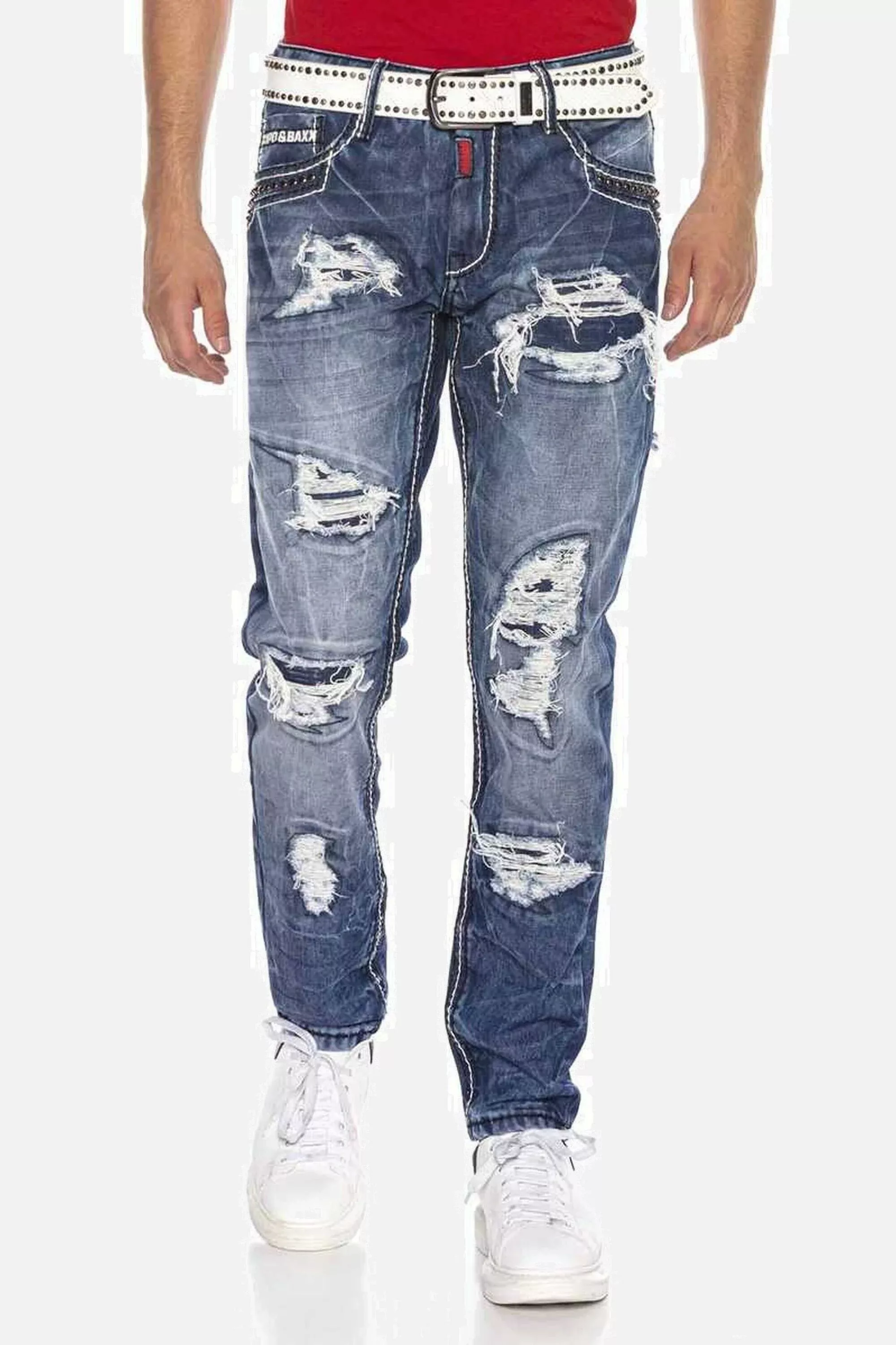 Cipo & Baxx Straight-Jeans "DENIM", bequeme Jeans im angesagten Destroyed-L günstig online kaufen