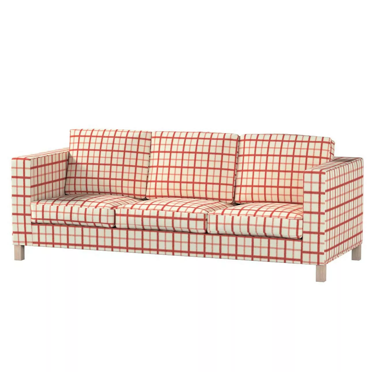 Bezug für Karlanda 3-Sitzer Sofa nicht ausklappbar, kurz, rot-creme, Bezug günstig online kaufen