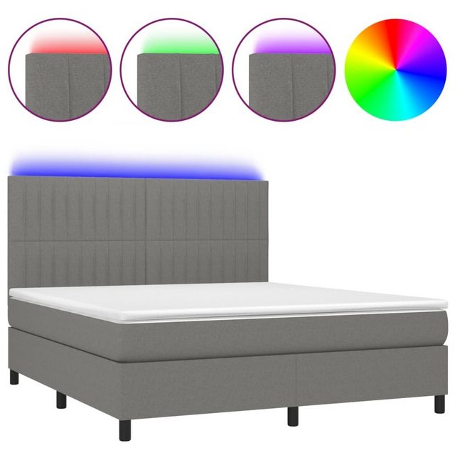 vidaXL Bettgestell Boxspringbett mit Matratze LED Dunkelgrau 180x200 cm Sto günstig online kaufen