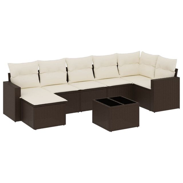 vidaXL Sofaelement 8-tlg. Garten-Sofagarnitur mit Kissen Braun Poly Rattan günstig online kaufen