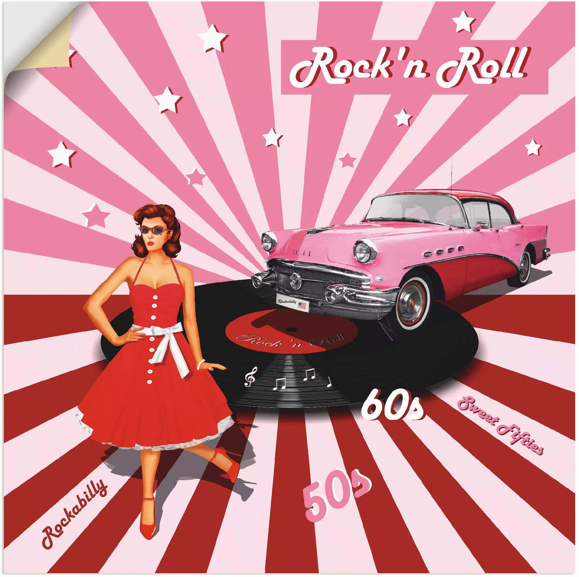 Artland Wandbild "Rockn Roll die 50er Jahre", Auto, (1 St.), als Alubild, O günstig online kaufen