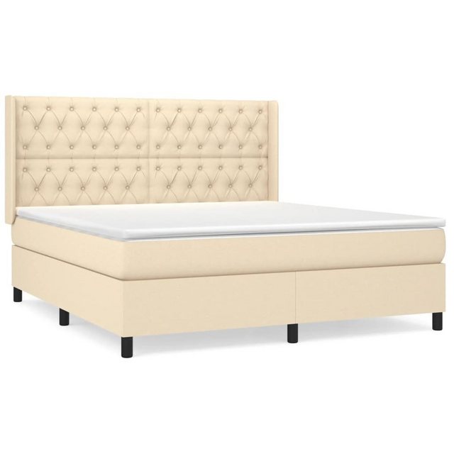 vidaXL Bettgestell Boxspringbett mit Matratze Creme 160x200 cm Stoff Bett B günstig online kaufen