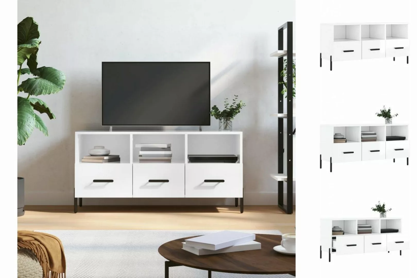 vidaXL TV-Schrank TV-Schrank Hochglanz-Weiß 102x36x50 cm Spanplatte günstig online kaufen