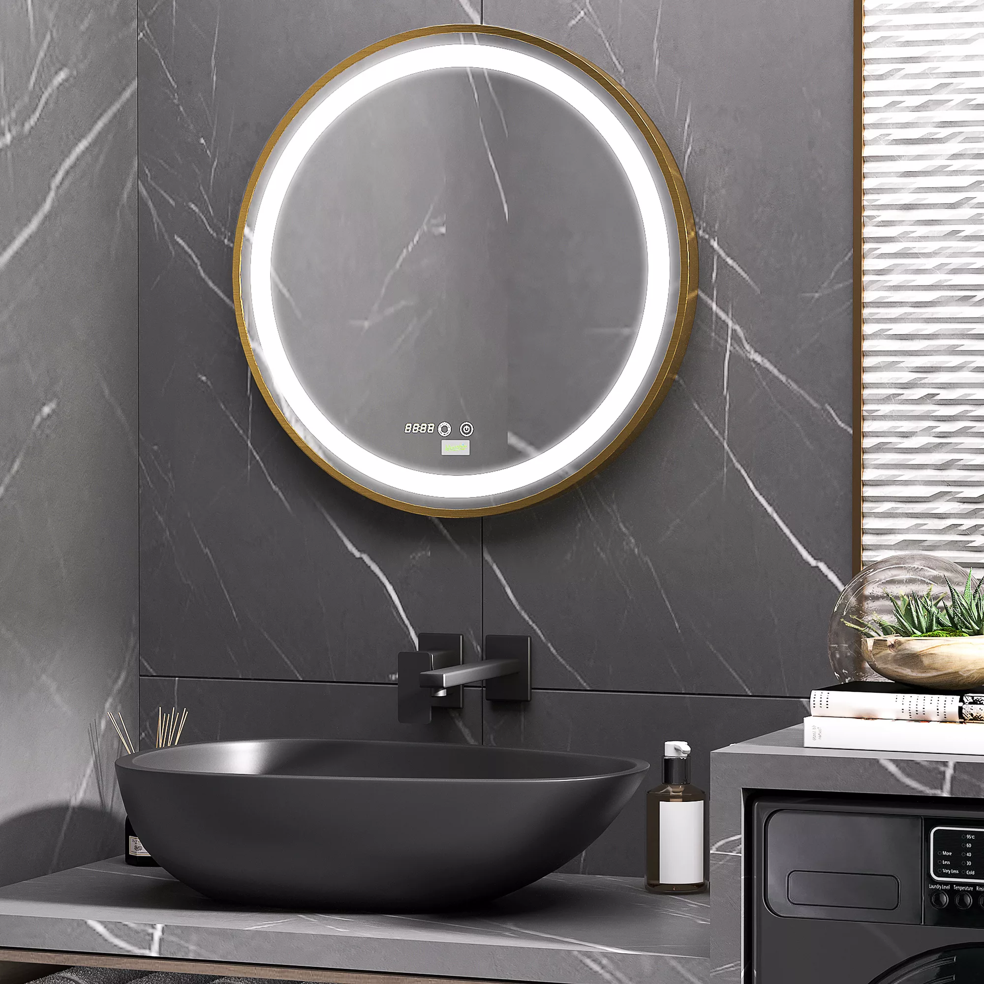 kleankin Wandspiegel  Dimmbarer Badezimmerspiegel mit LED-Leuchte, Memoryfu günstig online kaufen