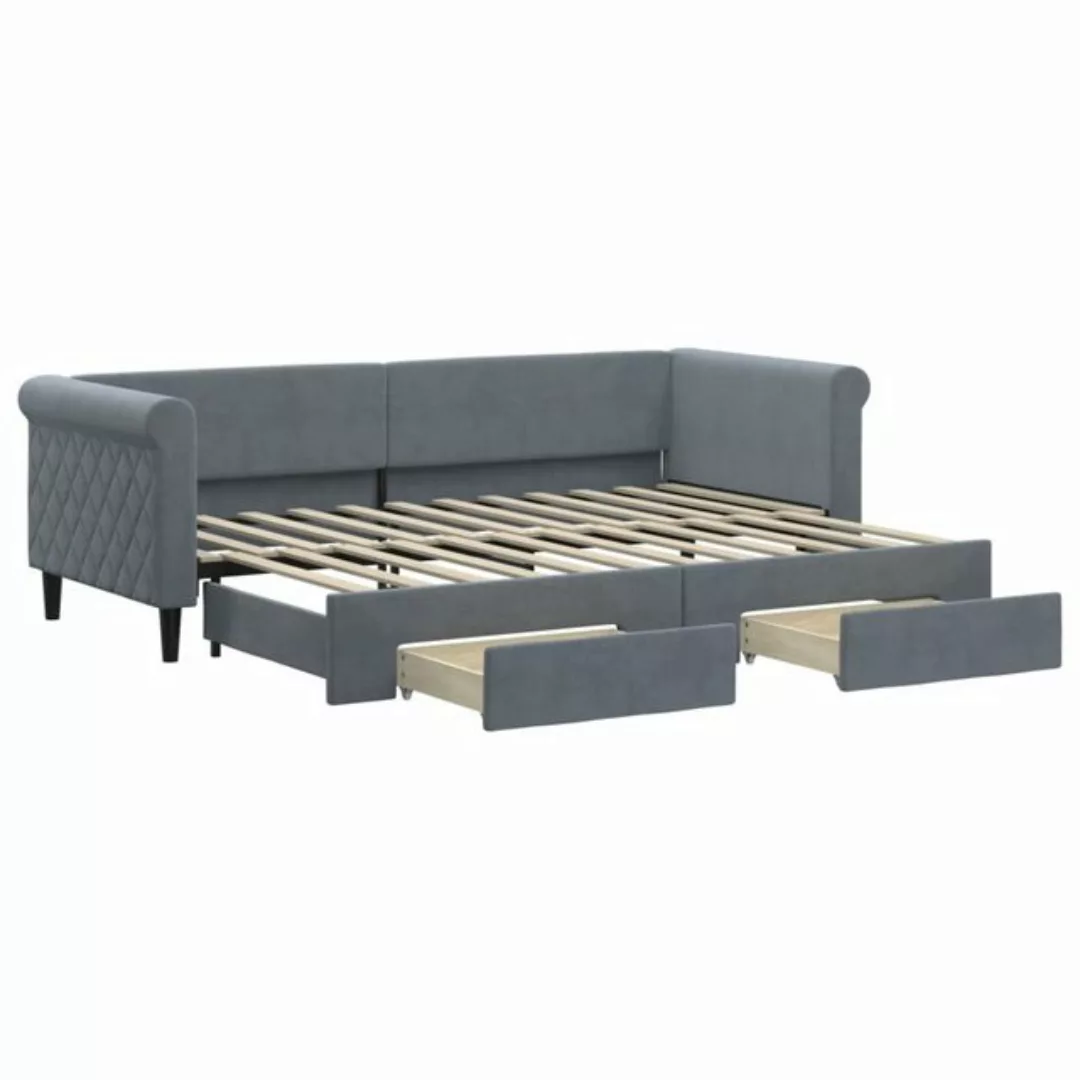 vidaXL Bett Tagesbett Ausziehbar mit Schubladen Dunkelgrau 80x200 cm Samt günstig online kaufen