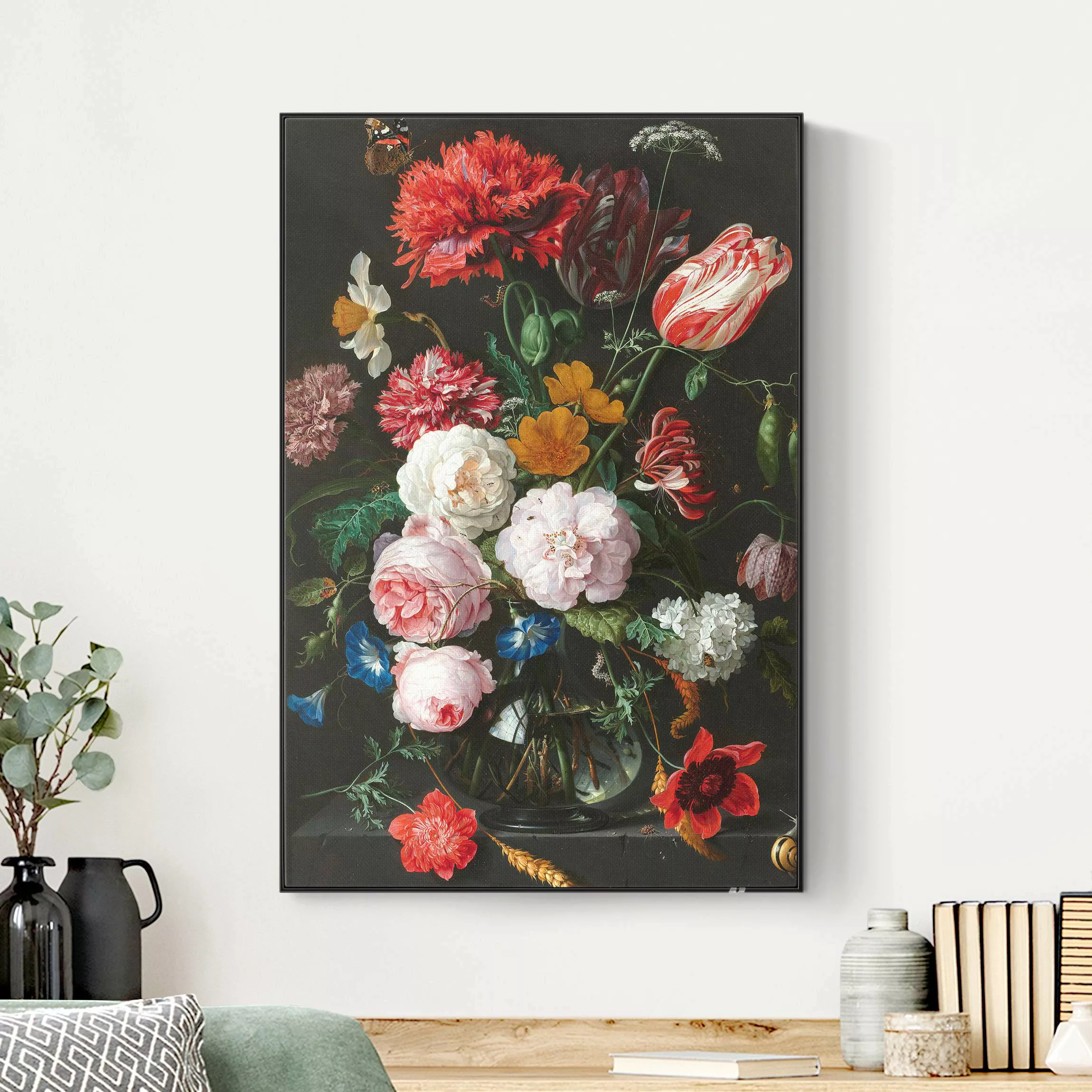 Akustik-Wechselbild Jan Davidsz de Heem - Stillleben mit Blumen in einer Gl günstig online kaufen
