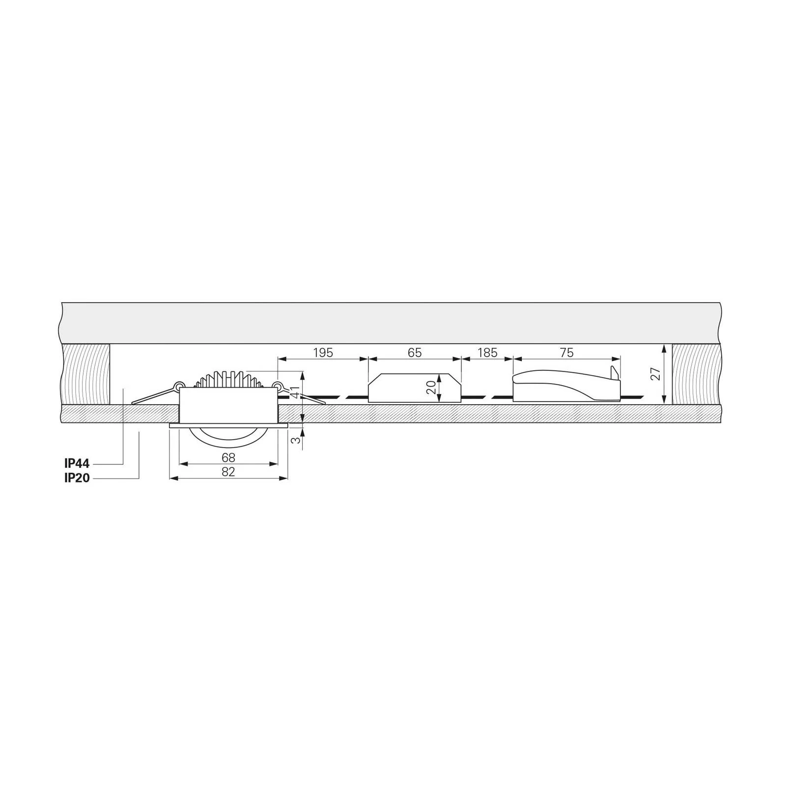 LED-Deckeneinbauleuchte Dione, IP44, 2.700 K, nickel, dim günstig online kaufen