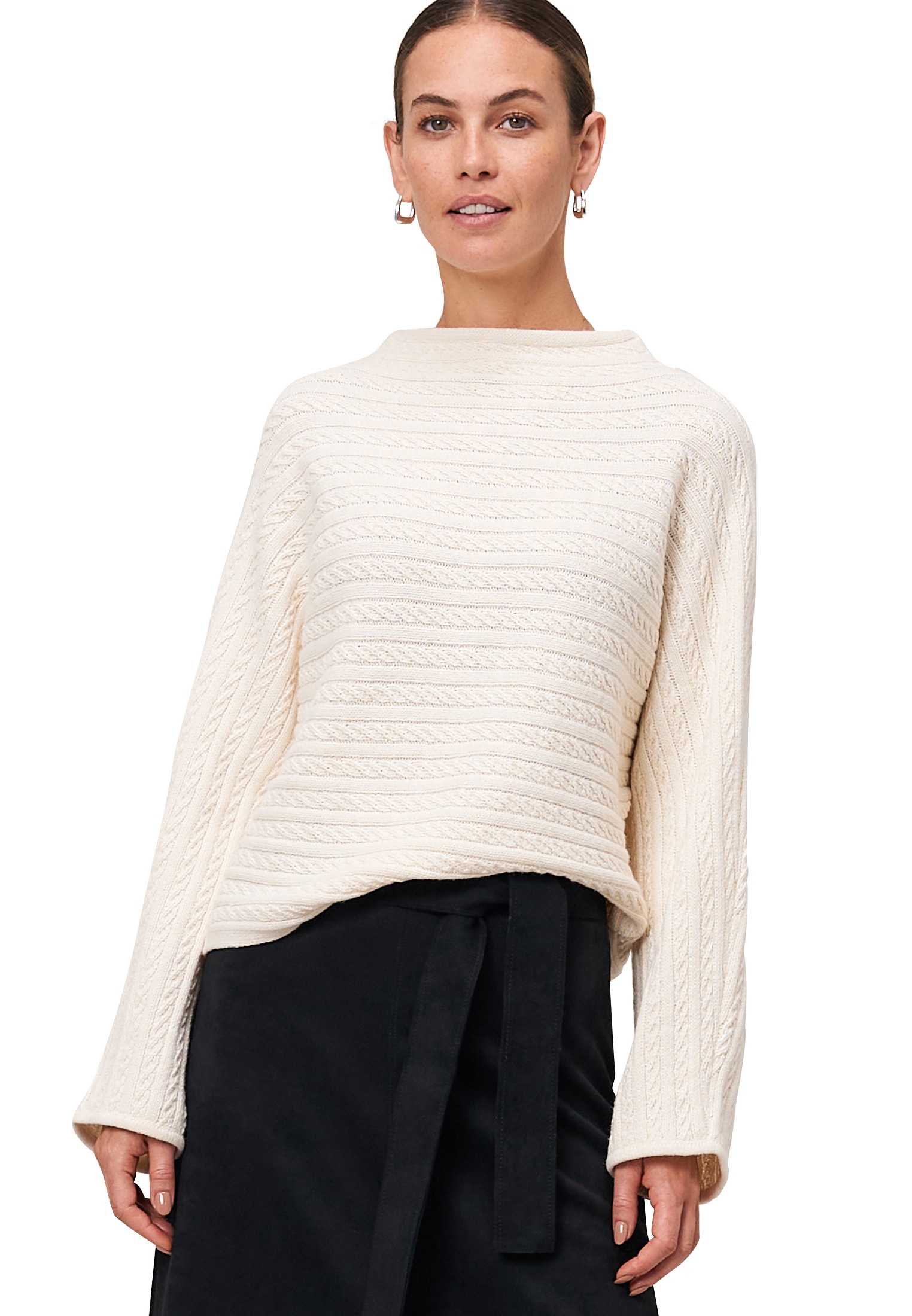 Zero Strickpullover "zero Damen Pullover mit Zopfmuster", (1 tlg.), Plain/o günstig online kaufen