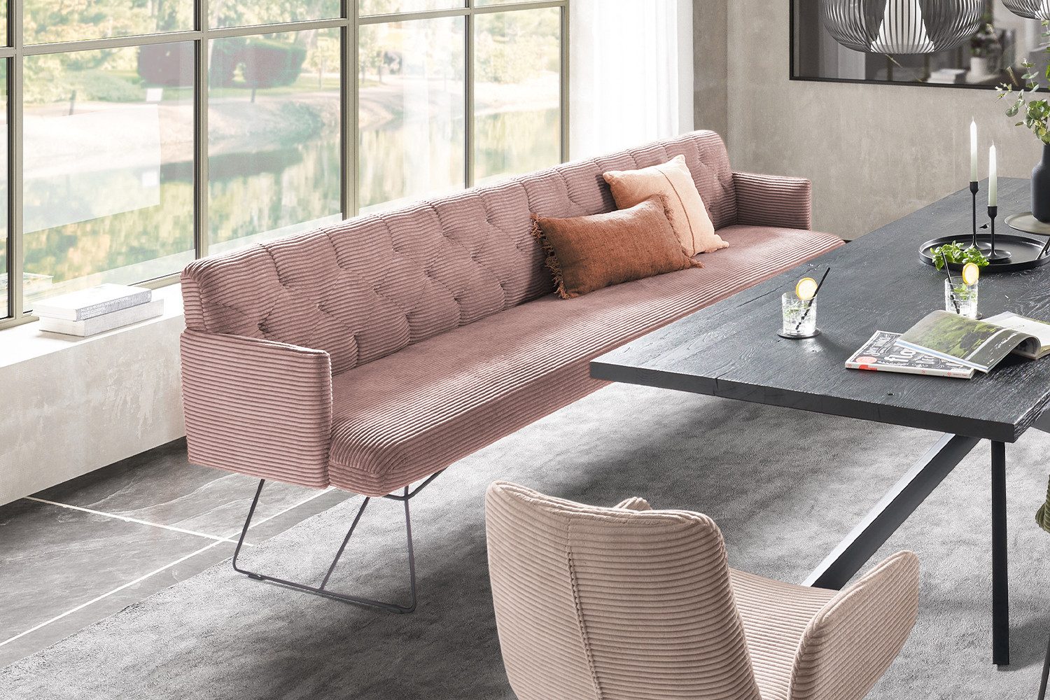 KAWOLA Sitzbank CHARME, Esszimmerbank Polsterbank, Velvet günstig online kaufen