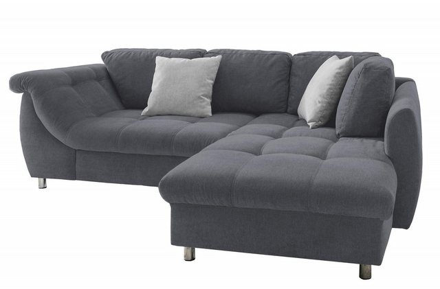 luma-home Ecksofa 17111, 250x190 cm, Ottomane rechts, Bettfunktion, Wellenu günstig online kaufen