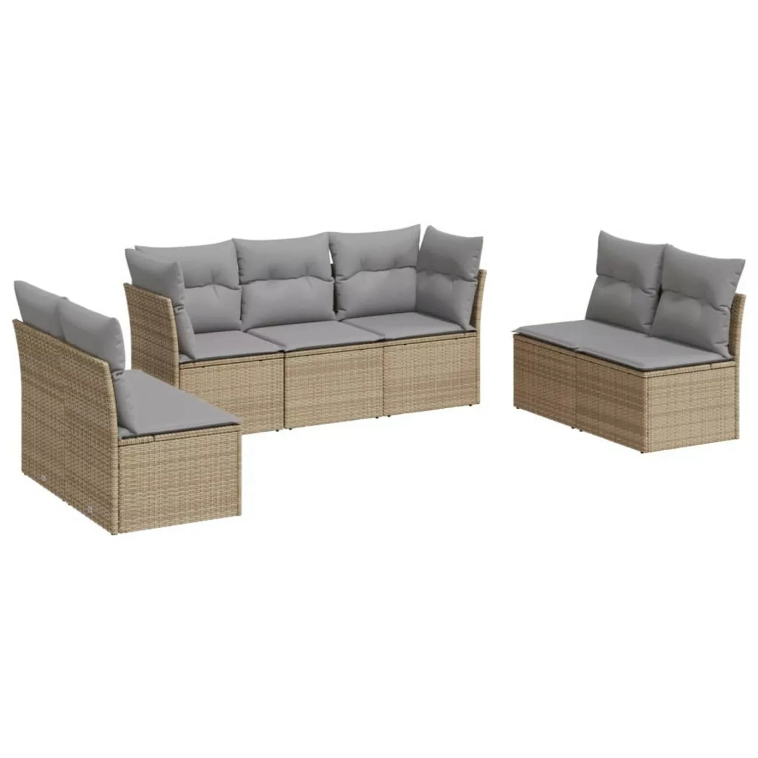 vidaXL 7-tlg Garten-Sofagarnitur mit Kissen Beige Poly Rattan Modell 67 günstig online kaufen