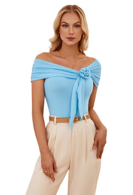 CHENIN Kurzarmhemd Damen Sommer One Shoulder T-Shirt Stilvolles einfarbiges günstig online kaufen