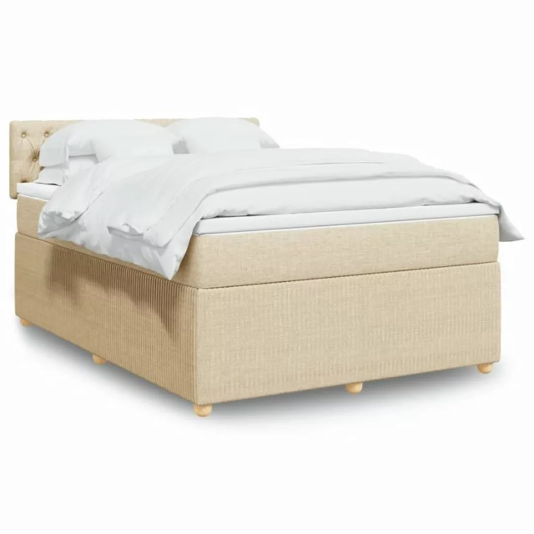 vidaXL Boxspringbett, Boxspringbett mit Matratze Creme 140x200 cm Stoff günstig online kaufen