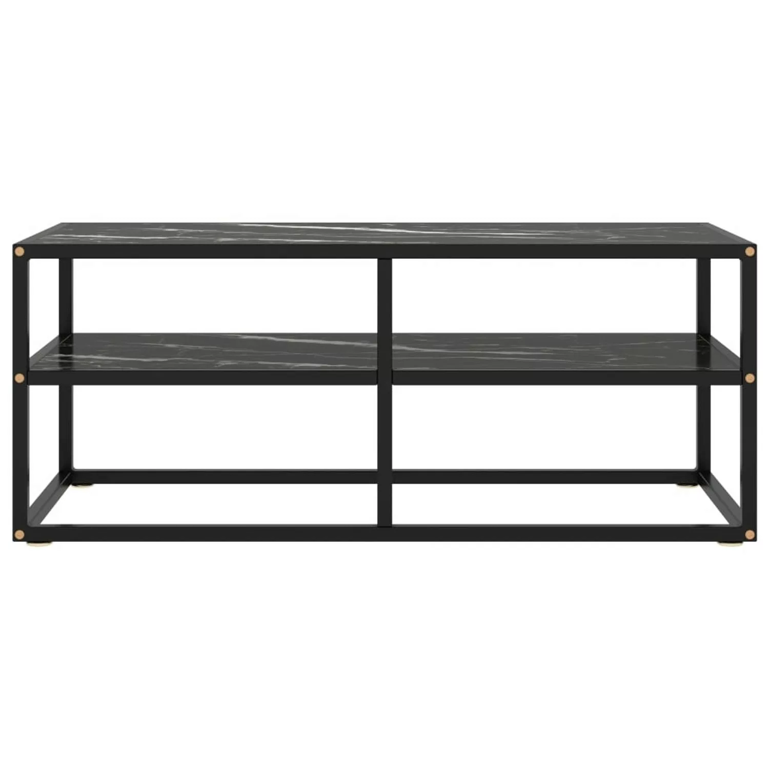 Tv-schrank Schwarz Mit Schwarzer Marmor-optik Glas 100x40x40 Cm günstig online kaufen