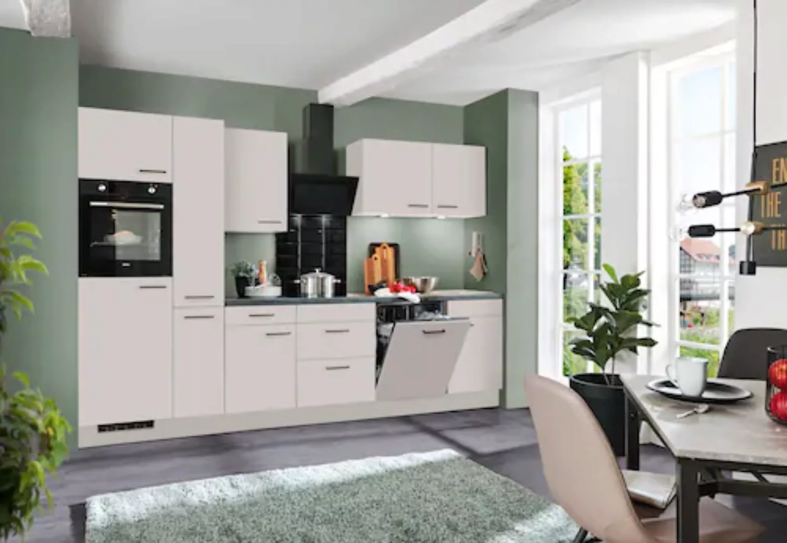 wiho Küchen Küche »Nisos«, Soft-Close, 310 cm, Backofen matt schwarz, Teles günstig online kaufen