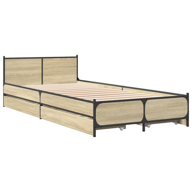 vidaXL Bett Bettgestell mit Schubladen Sonoma-Eiche 100x200cm Holzwerkstoff günstig online kaufen