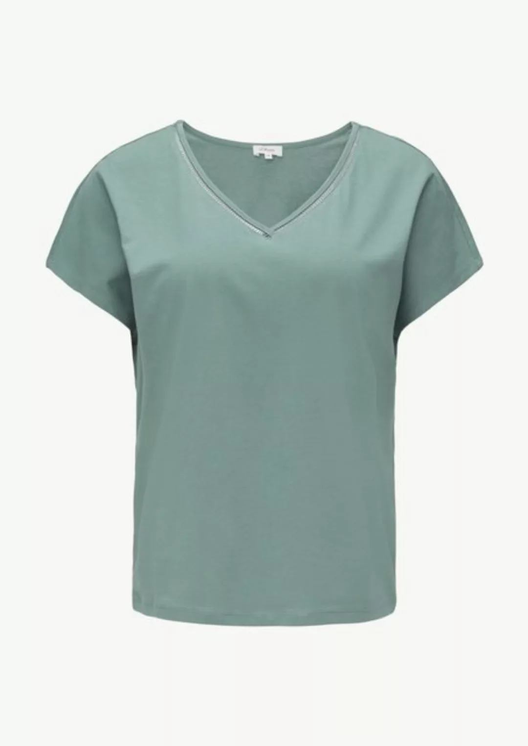 s.Oliver Shirttop T-Shirt im Relaxed Fit mit Stickerei am V-Ausschnitt Spit günstig online kaufen