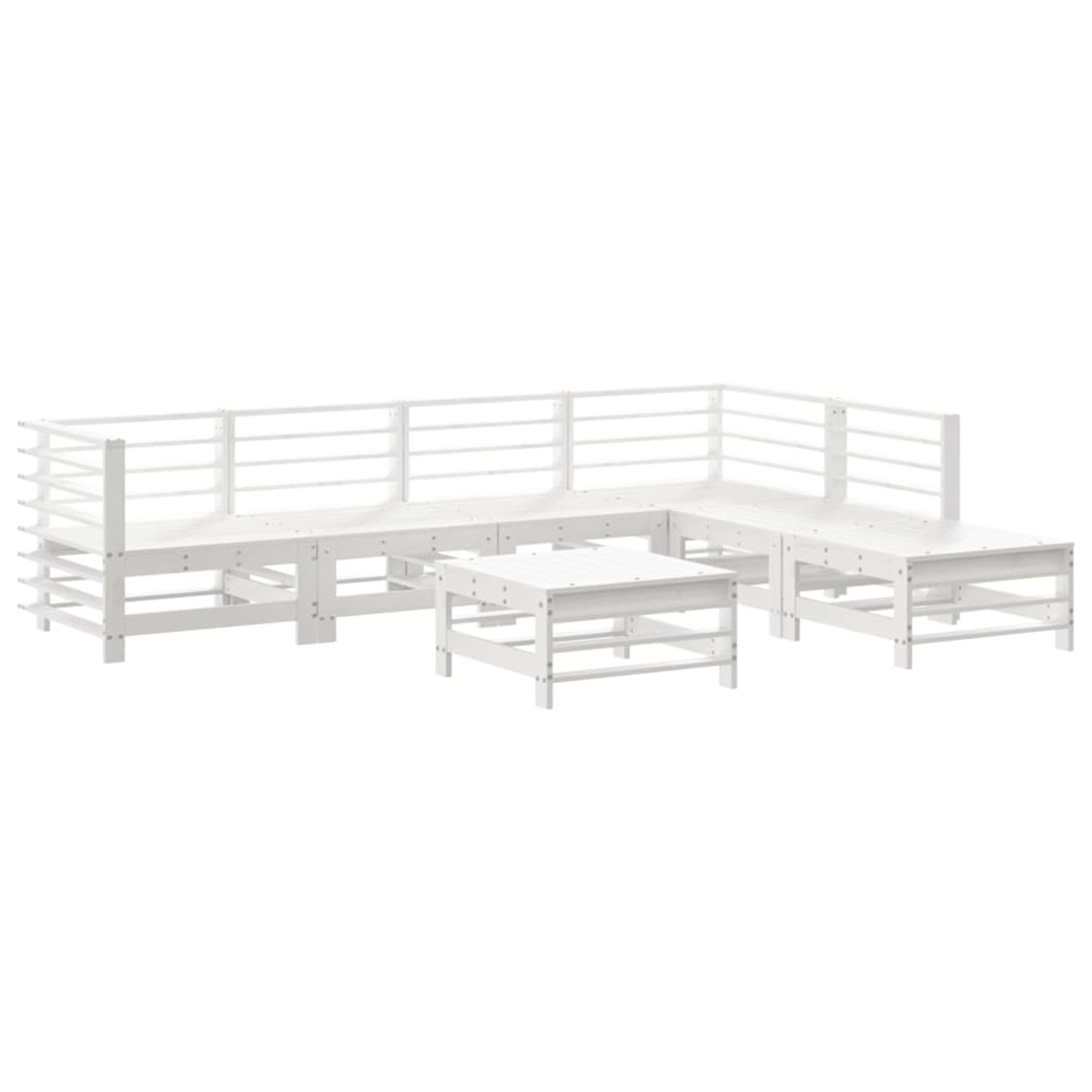 vidaXL 7-Tlg Garten-Lounge-Set Weiß Massivholz Kiefer 3186439 günstig online kaufen