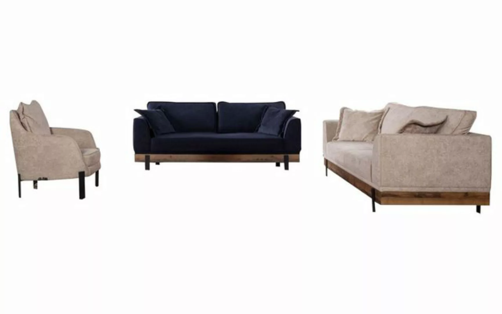 JVmoebel Sofa Blau-Beige Sofagarnitur 331 Sitz Garnitur Sofas Sofa Couch Po günstig online kaufen