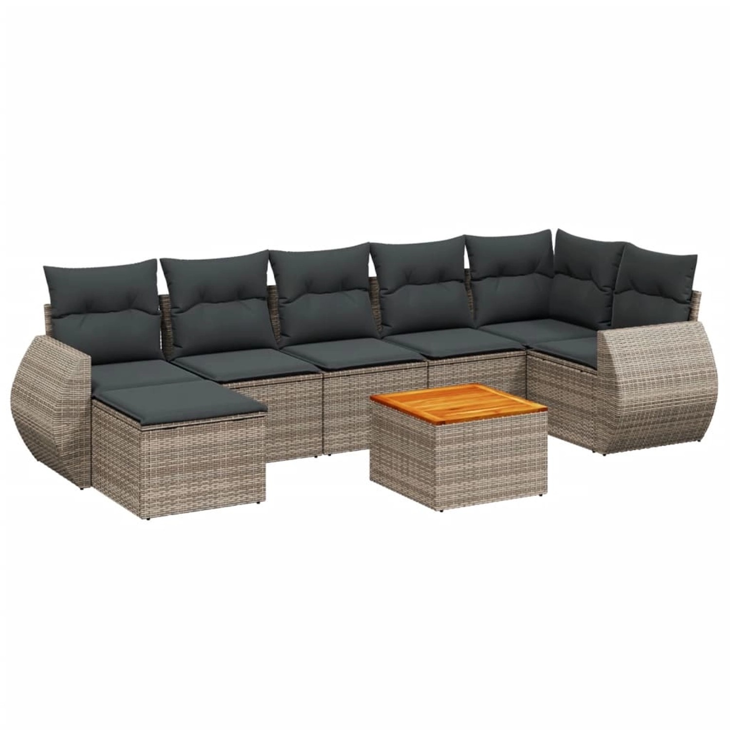 vidaXL 8-Tlg Garten-Sofagarnitur mit Kissen Grau Poly Rattan 3257446 günstig online kaufen