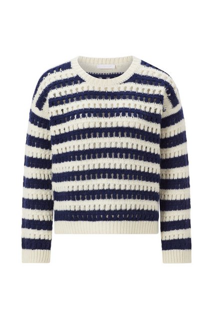 Rich & Royal Strickpullover Striped ajour crew neck, midnight blue günstig online kaufen