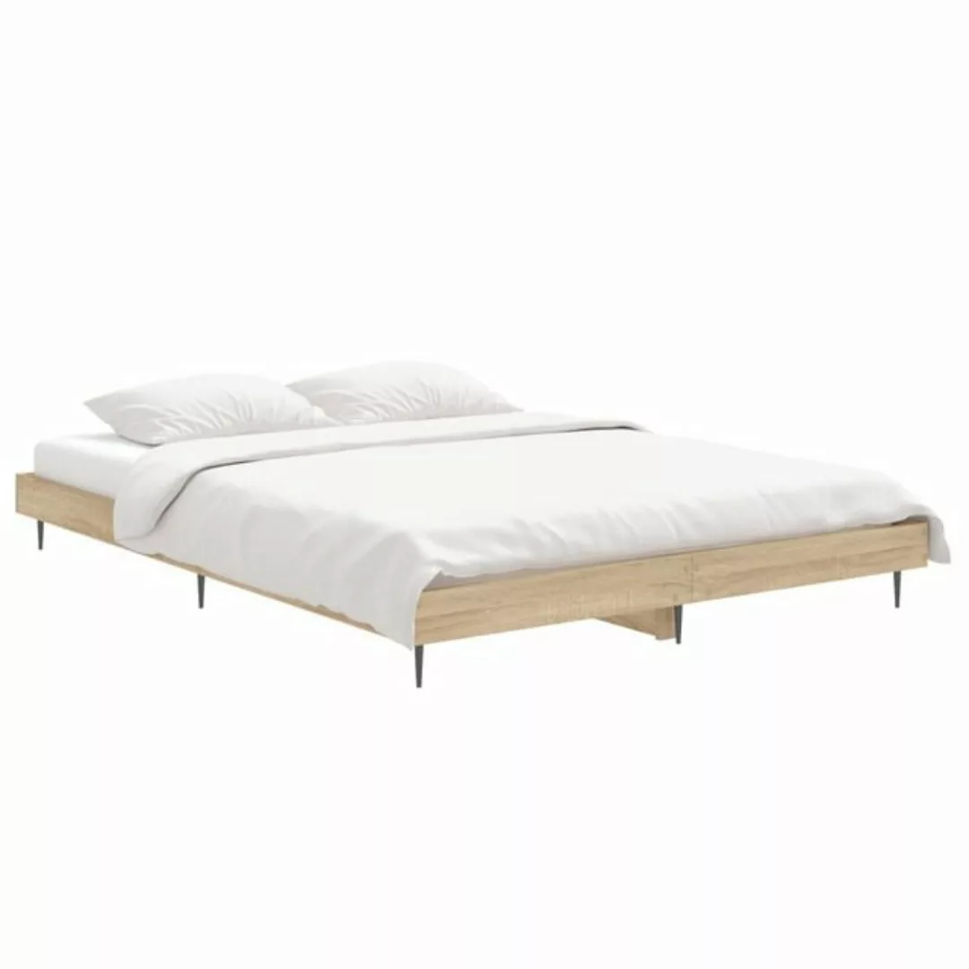 furnicato Bettgestell Sonoma-Eiche 135x190 cm Holzwerkstoff (1-tlg) günstig online kaufen