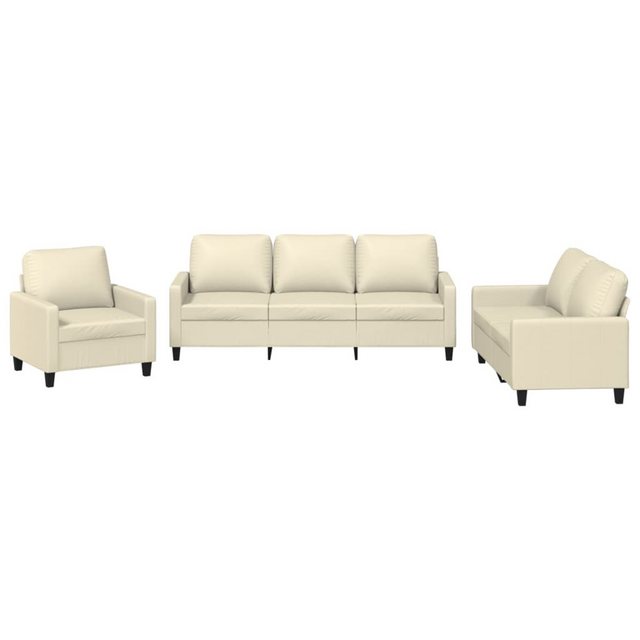 vidaXL Sofa Sofagarnitur mit Kissen Kunstleder, Standard, Creme günstig online kaufen