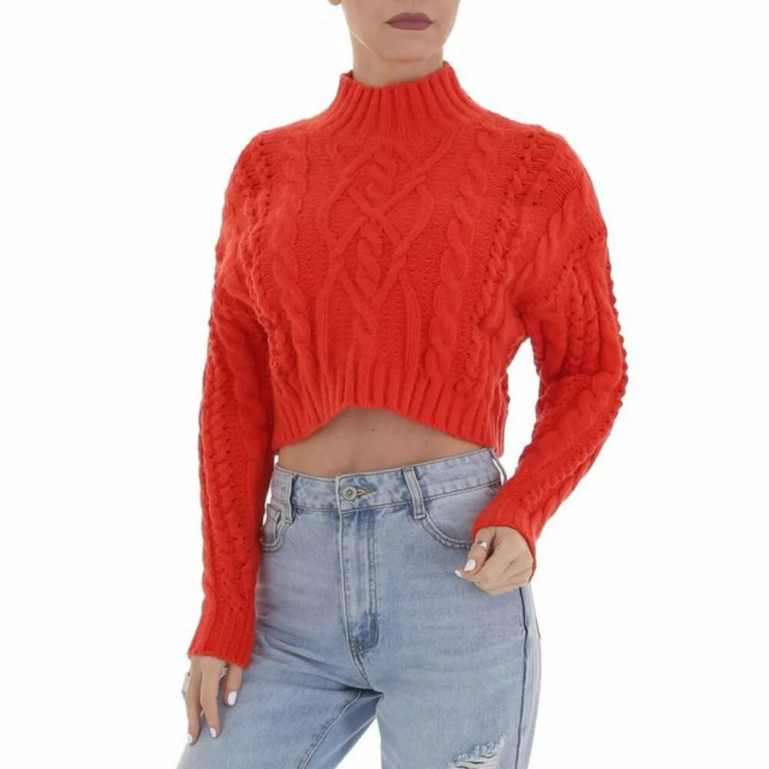 Ital-Design Strickpullover Damen Freizeit Stretch Strickpullover in Orange günstig online kaufen