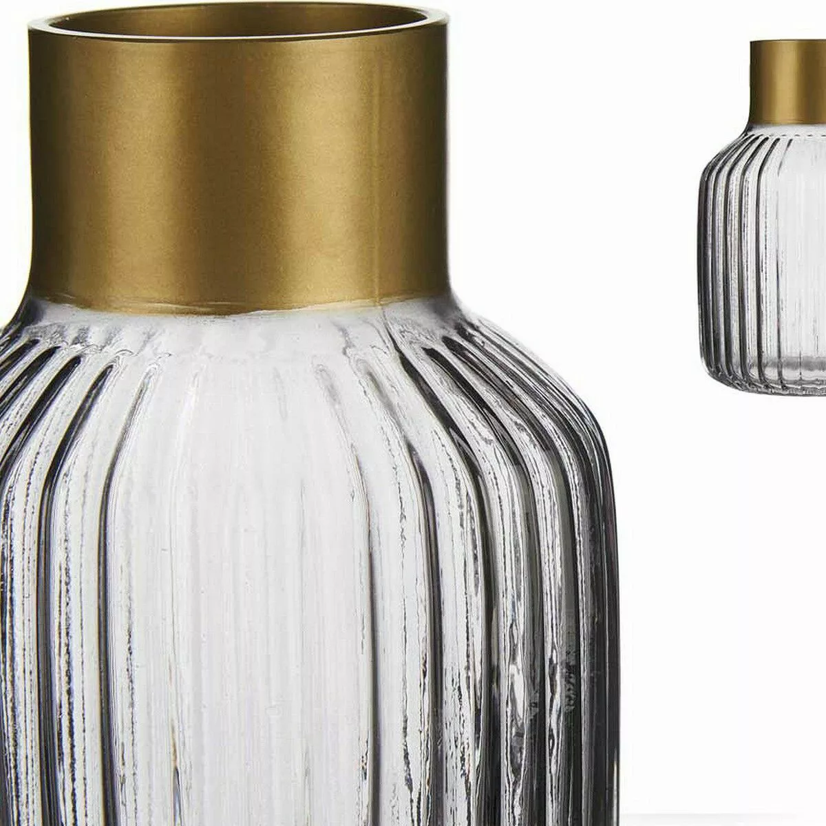 Vase Streifen Grau Golden Glas (12 X 18 X 12 Cm) günstig online kaufen