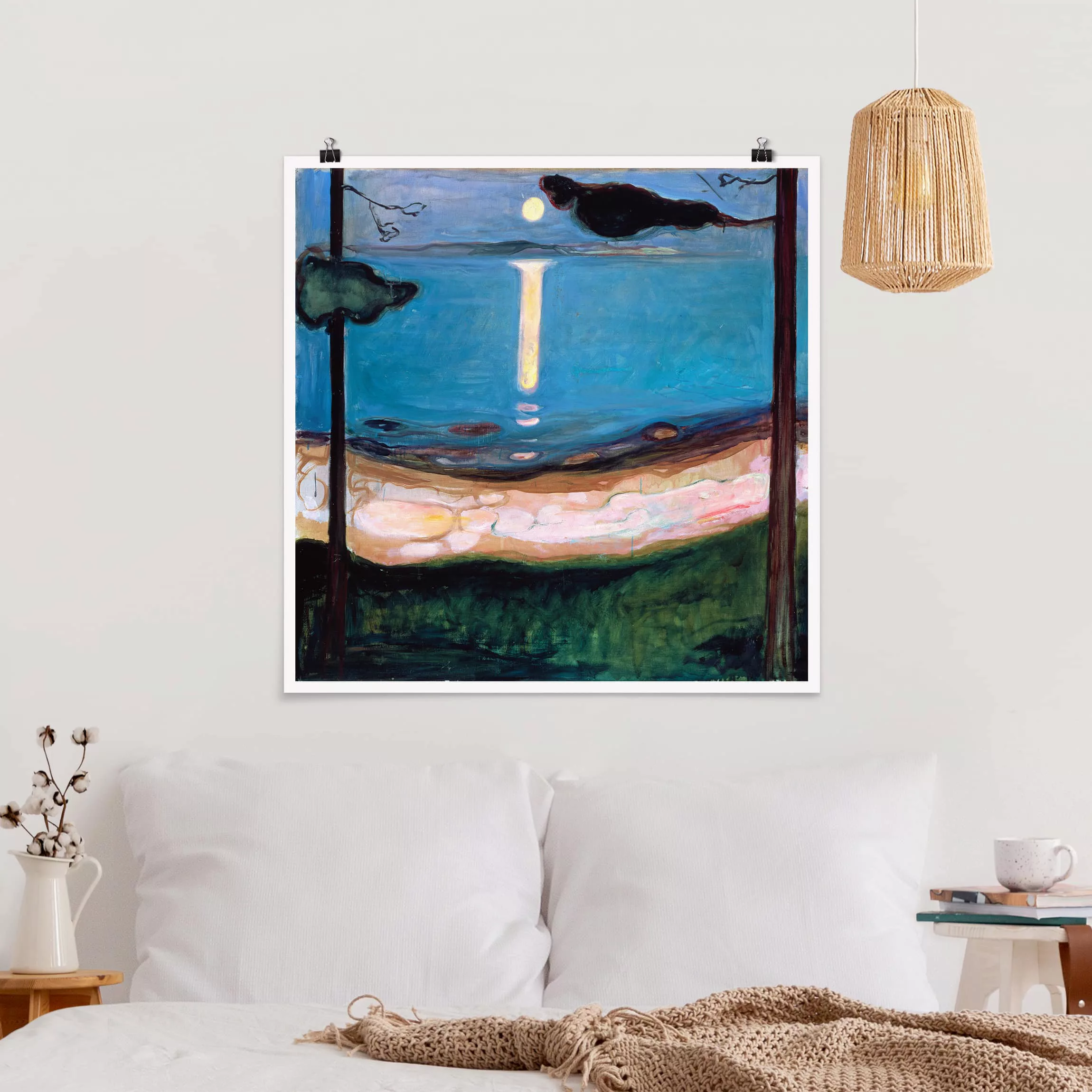 Poster Kunstdruck - Quadrat Edvard Munch - Mondnacht günstig online kaufen