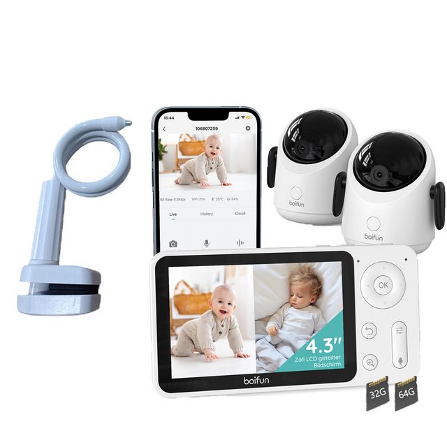 Boifun Babyphone WLAN Babyphone mit Kamera 4,3” 2MP Kamera App-Steuerung mi günstig online kaufen