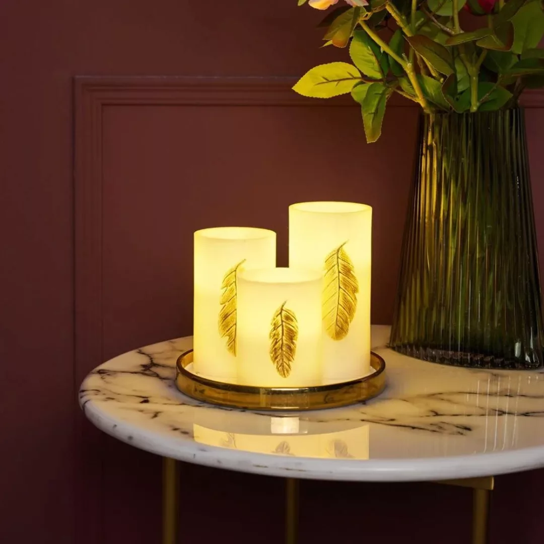 Pauleen Golden Feather Candle LED-Kerze 3er Set günstig online kaufen